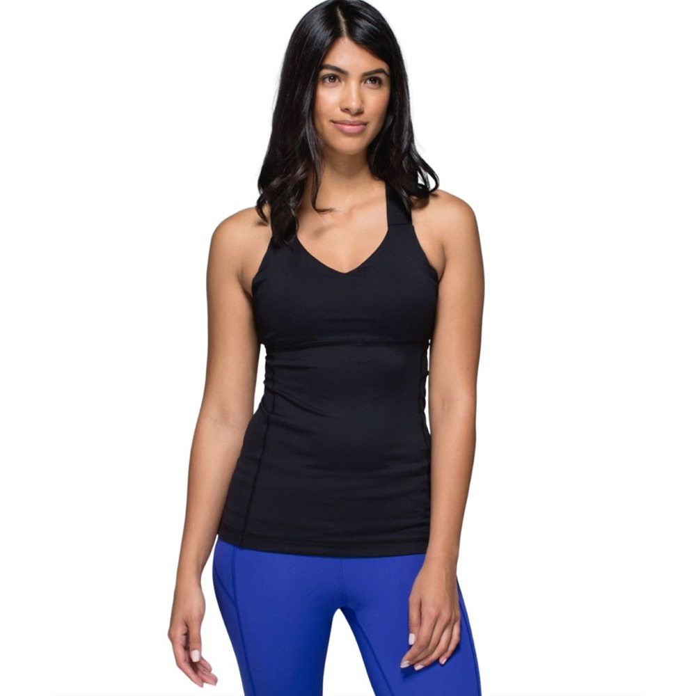 Lululemon Push Your Limits Black Criss Cross Athletic Tank